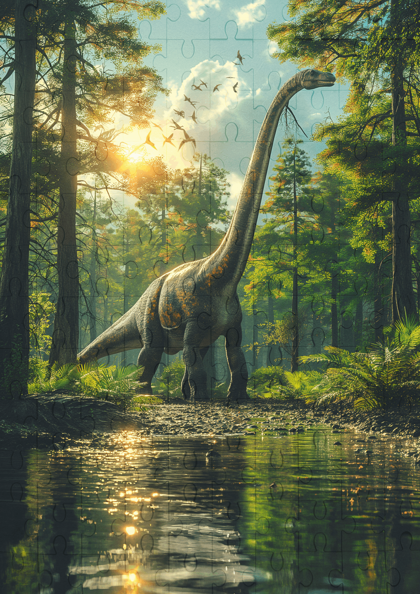 Dinosaur Brachiosaurus - 120-piece wooden jigsaw puzzle