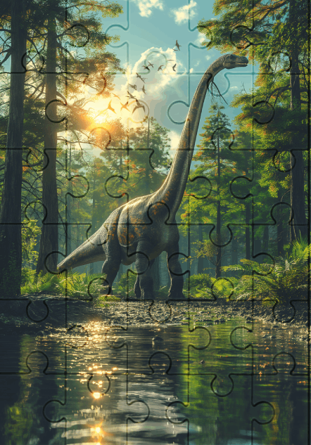 Dinosaur Brachiosaurusr - 30-Piece Wooden Jigsaw Puzzle with Optional Frame