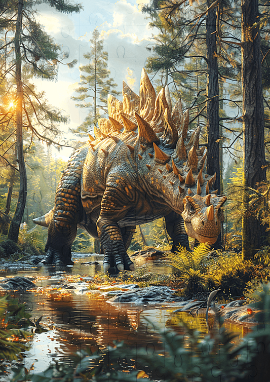Dinosaur Stegosaurus - 120-piece wooden jigsaw puzzle