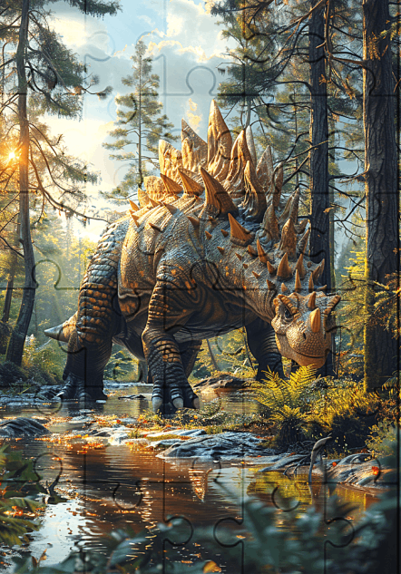 Dinosaur Stegosaurus - 30-Piece Wooden Jigsaw Puzzle with Optional Frame