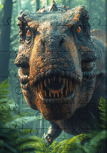 Dinosaur Trex Stalking - 30-Piece Wooden Jigsaw Puzzle with Optional Frame