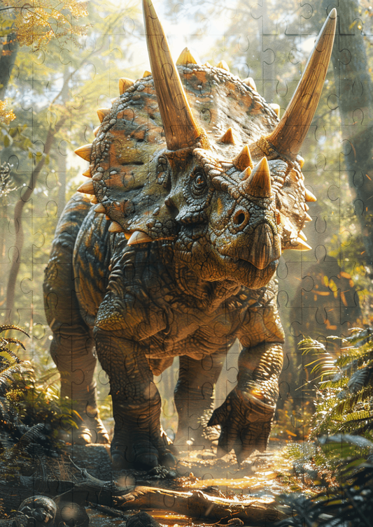 Dinosaur Triceratops - 120-piece wooden jigsaw puzzle