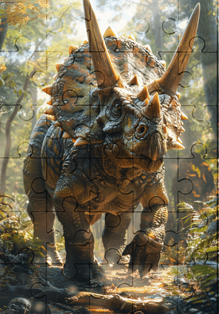 Dinosaur Triceratops - 30-Piece Wooden Jigsaw Puzzle with Optional Frame