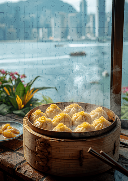Dumplings In Hong Kong - 120-piece wooden jigsaw puzzle