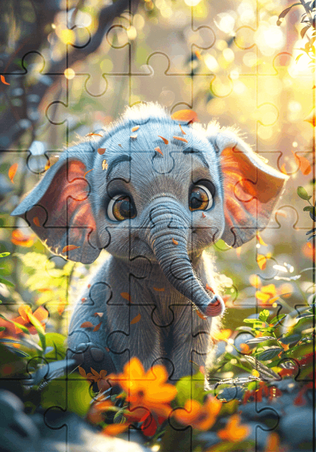Ellie The Elephant - 30-piece wooden jigsaw puzzle with Optional Frame