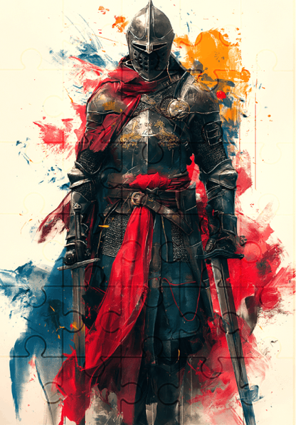 English Knight - 30-piece wooden jigsaw puzzle with Optional Frame