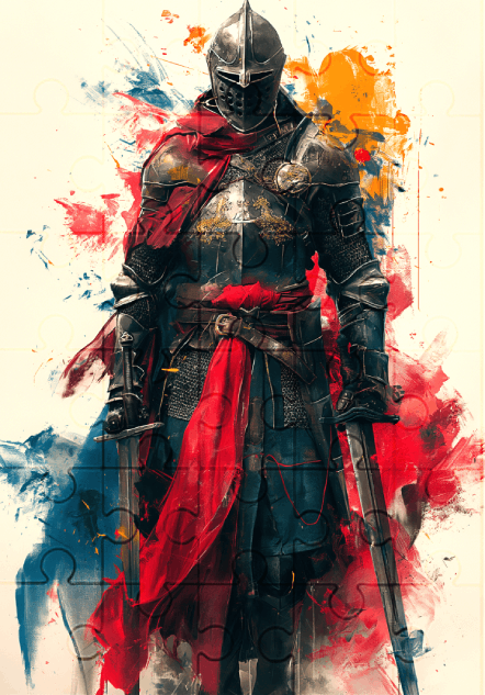 English Knight - 30-piece wooden jigsaw puzzle with Optional Frame