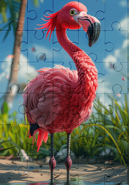 Felicity The Flamingo - 30-piece wooden jigsaw puzzle with Optional Frame