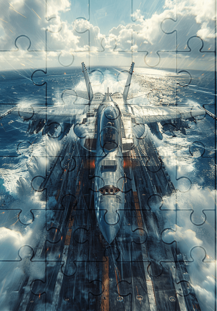 Fighter Jet - 30-piece wooden jigsaw puzzle with Optional Frame