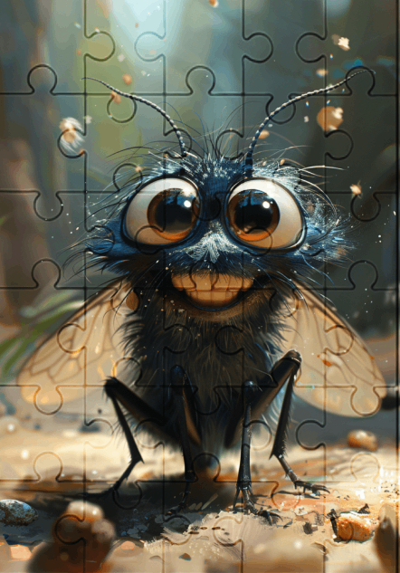 Flick The Fly - 30-piece wooden jigsaw puzzle with Optional Frame