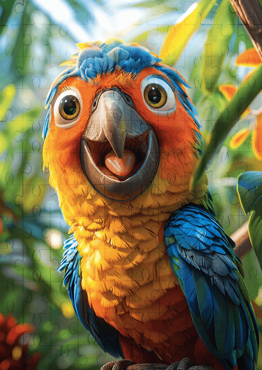 Flutter The Parrot - 120-piece wooden jigsaw puzzle