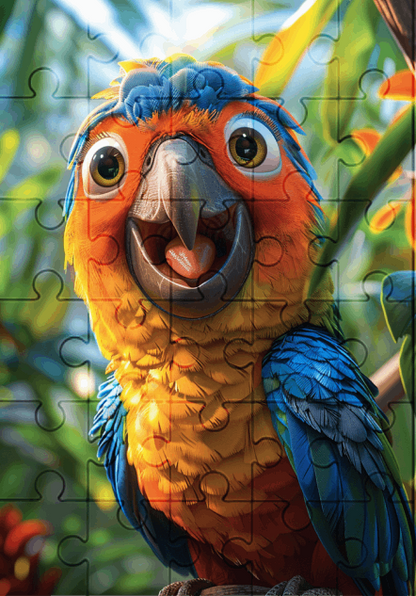 Flutter The Parrot - 30-piece wooden jigsaw puzzle with Optional Frame