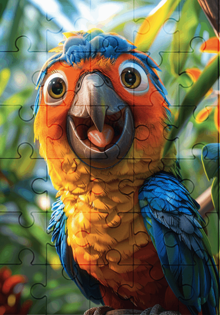 Flutter The Parrot - 30-piece wooden jigsaw puzzle with Optional Frame