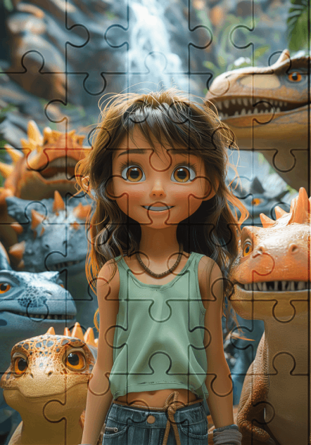 Friendly Dinosaurs - 30-piece wooden jigsaw puzzle with Optional Frame