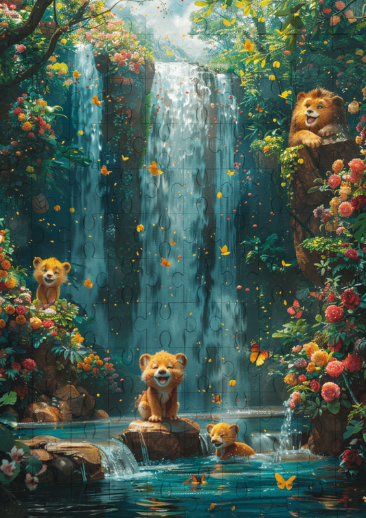 Fun By The Waterfall - 120-piece wooden jigsaw puzzle