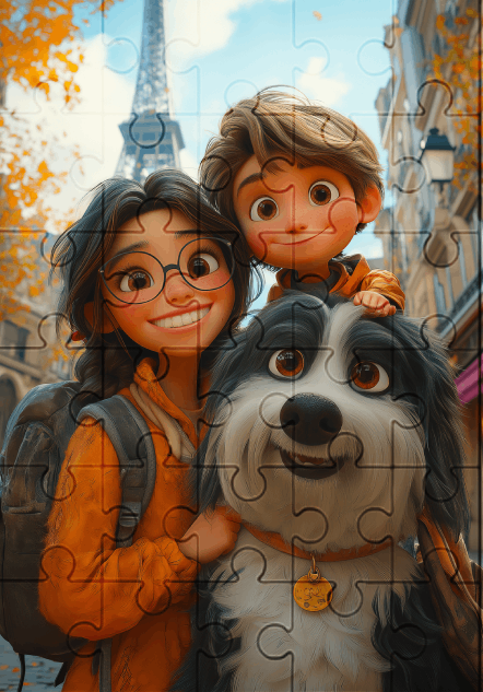 Fuzz In Paris - 30-piece wooden jigsaw puzzle with Optional Frame