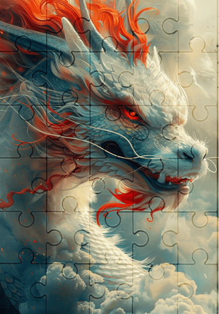 Glacier The Dragon - 30-piece wooden jigsaw puzzle with Optional Frame