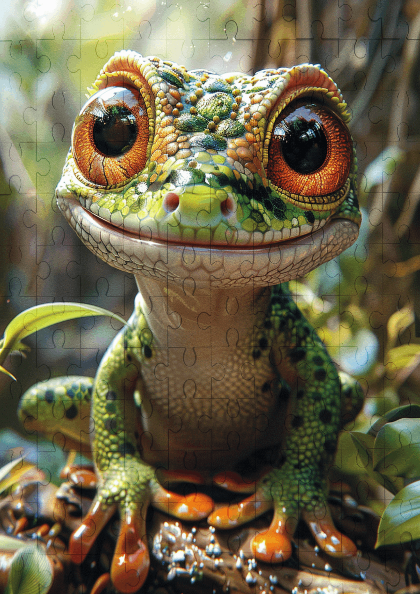 Garry The Gecko - 120-piece wooden jigsaw puzzle