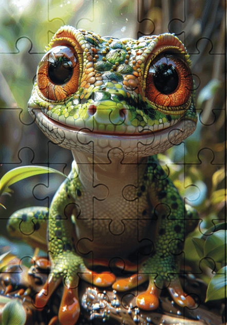 Garry The Gecko - 30-piece wooden jigsaw puzzle with Optional Frame
