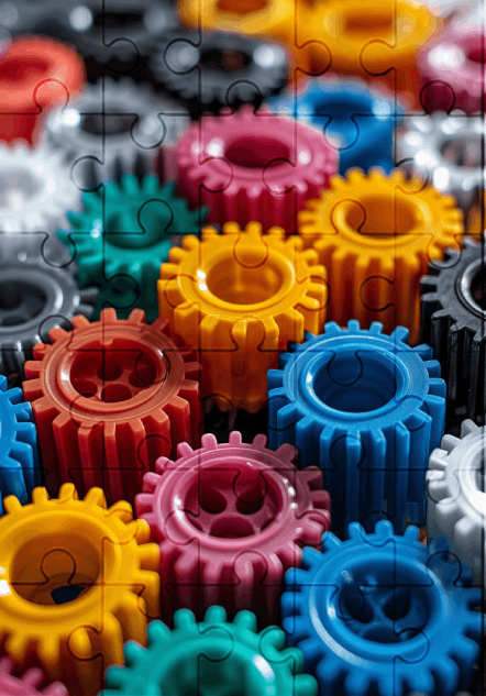 Gear Cogs - 30-piece wooden jigsaw puzzle with Optional Frame