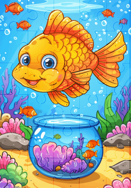 Goldie The Goldfish - 30-piece wooden jigsaw puzzle with Optional Frame