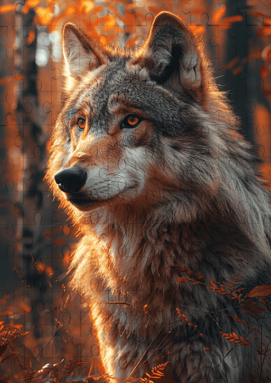 Grey The Wolf - 120-piece wooden jigsaw puzzle