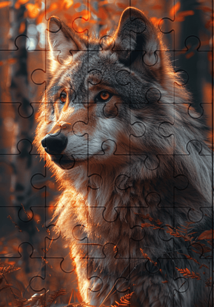 Grey The Wolf - 30-piece wooden jigsaw puzzle with Optional Frame