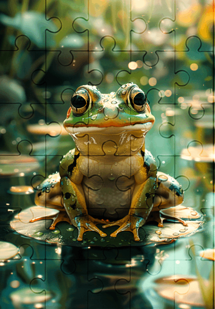 Hopscotch The Frog - 30-piece wooden jigsaw puzzle with Optional Frame