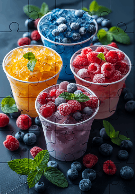 Iced Fruit Cups - 30-piece wooden jigsaw puzzle with Optional Frame