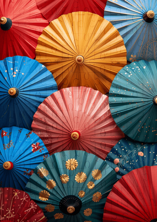 Japanese Inspired Umbrellas - 120-piece wooden jigsaw puzzle