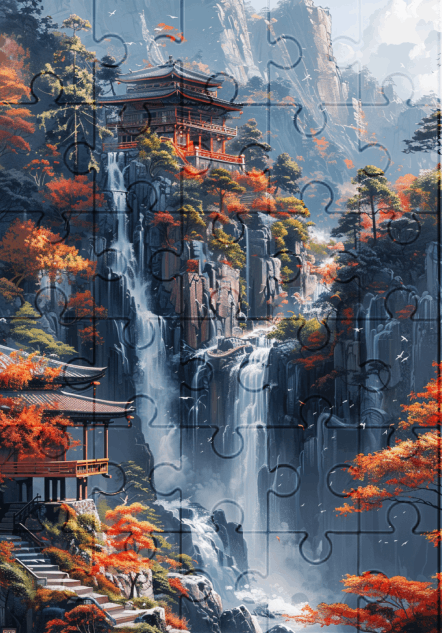 Japanese Landscape - 30-piece wooden jigsaw puzzle with Optional Frame