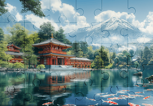 Japanese Temple - 30-piece wooden jigsaw puzzle with Optional Frame