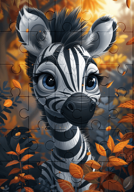 Jazzy The Zebra - 30-piece wooden jigsaw puzzle with Optional Frame