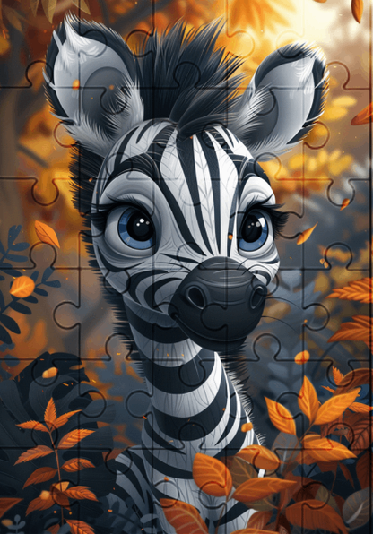 Jazzy The Zebra - 30-piece wooden jigsaw puzzle with Optional Frame