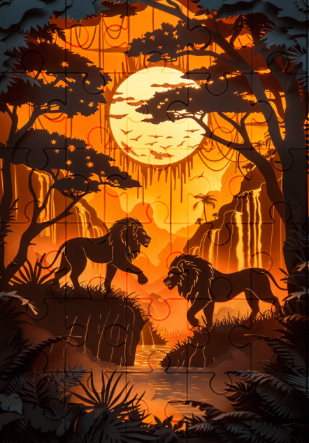 Jungle Kings - 30-piece wooden jigsaw puzzle with Optional Frame