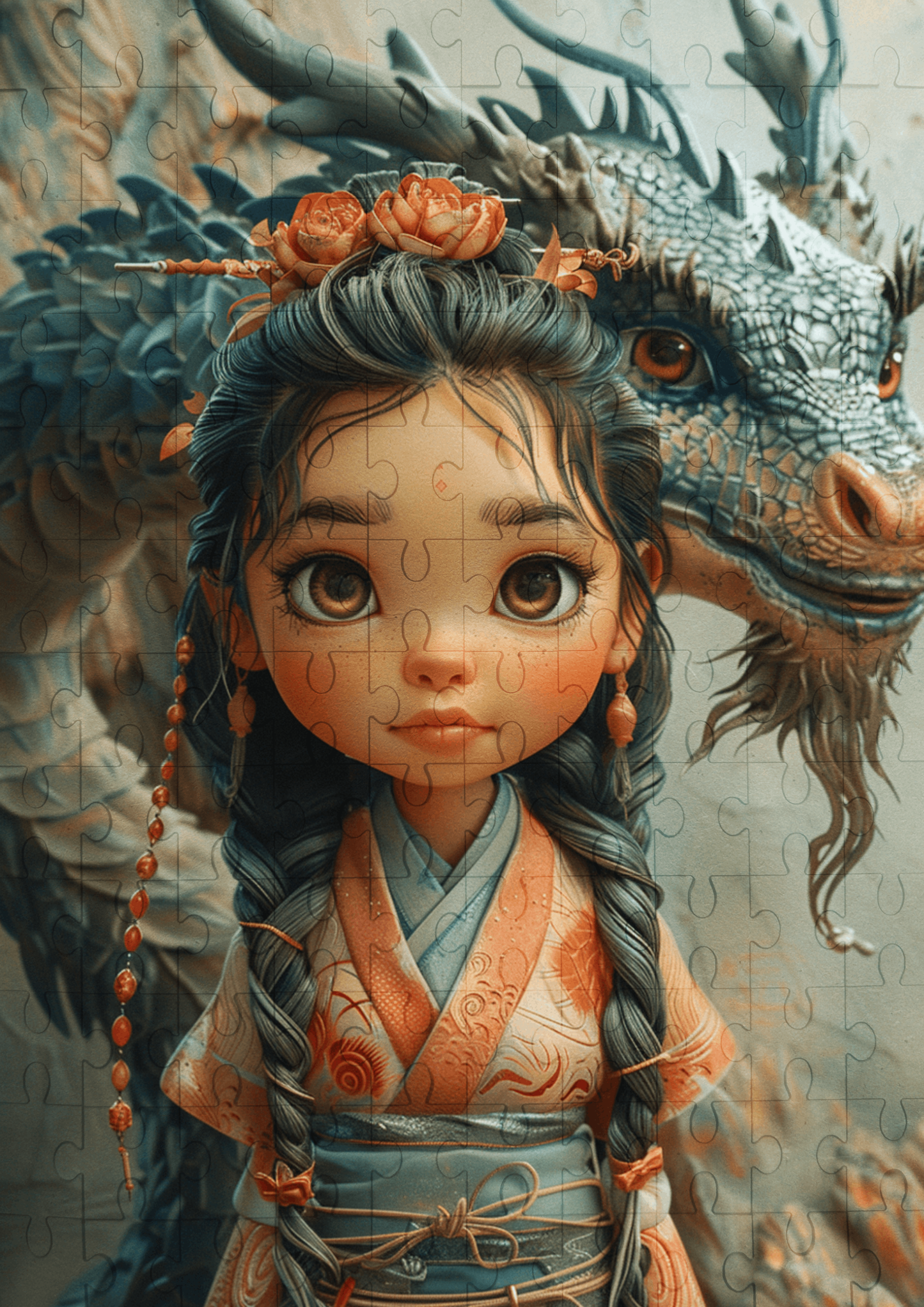 Kiko and the Friendly Dragon - 120-piece wooden jigsaw puzzle