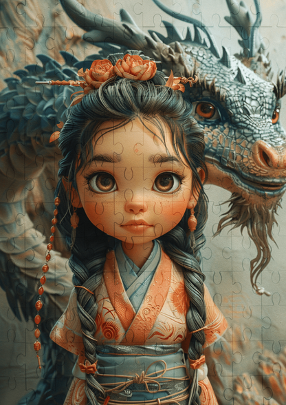 Kiko and the Friendly Dragon - 120-piece wooden jigsaw puzzle