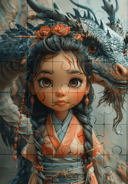 Kiko and The Friendly Dragon - 30-piece wooden jigsaw puzzle with Optional Frame