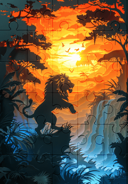 King of The Jungle - 30-piece wooden jigsaw puzzle with Optional Frame