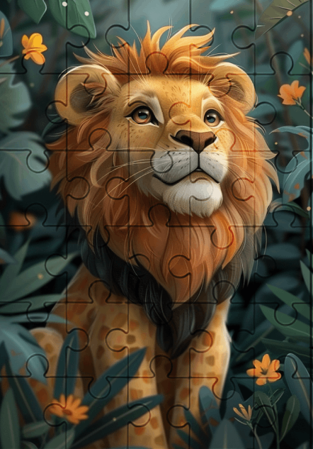 Leo The Lion- 30-piece wooden jigsaw puzzle with Optional Frame