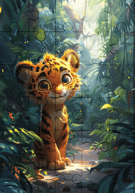 Linda The Tiger - 30-piece wooden jigsaw puzzle with Optional Frame