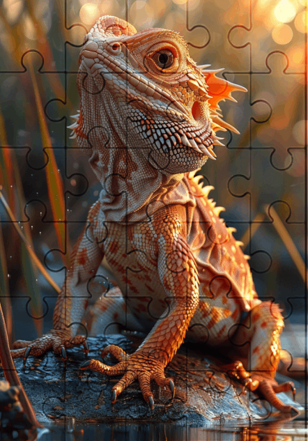 Liz The Lizard - 30-piece wooden jigsaw puzzle with Optional Frame