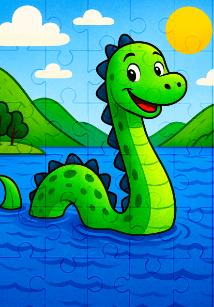 The Loch Ness Monster - 30-piece wooden jigsaw puzzle with Optional Frame