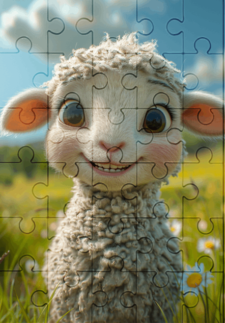 Luna The Lamb - 30-piece wooden jigsaw puzzle with Optional Frame