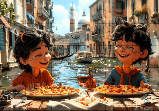 Lunch in Venice - 30-piece wooden jigsaw puzzle with Optional Frame