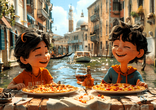 Lunch In Venice - 120-piece wooden jigsaw puzzle