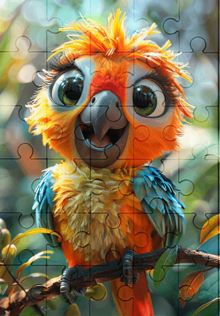 Maddy The Baby Macaw - 30-piece wooden jigsaw puzzle with Optional Frame