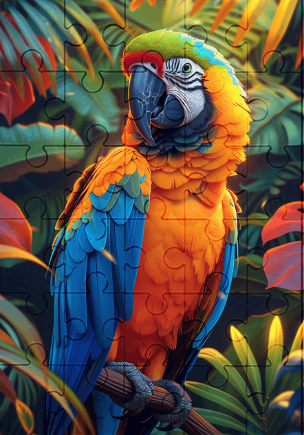 Majestic Macaw - 30-piece wooden jigsaw puzzle with Optional Frame