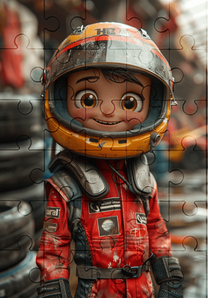 Mick The Rookie Racer - 30-piece wooden jigsaw puzzle with Optional Frame