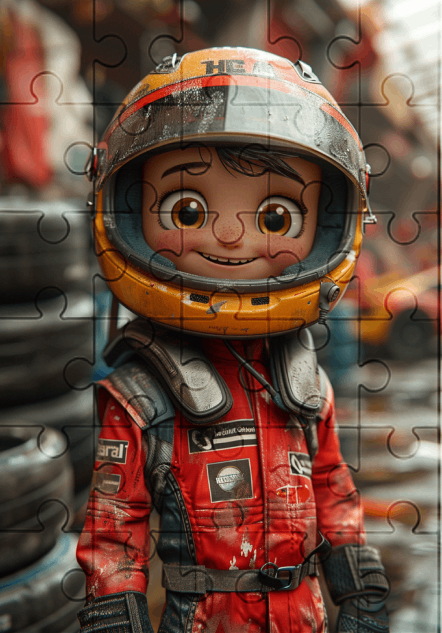 Mick The Rookie Racer - 30-piece wooden jigsaw puzzle with Optional Frame